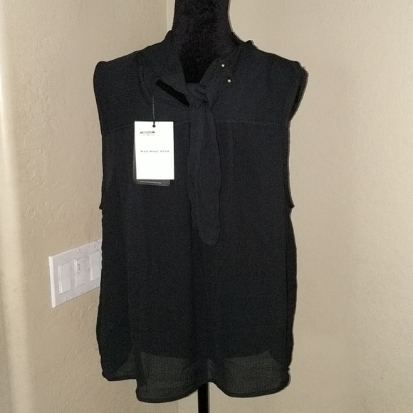 💸Who What Wear Sleeveless Necktie Blouse - Picture 3 of 5